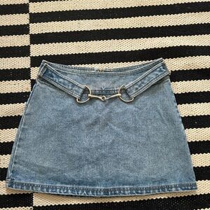Lavoro wear Blue denim mini skirt with horsebit silver belt #y2k